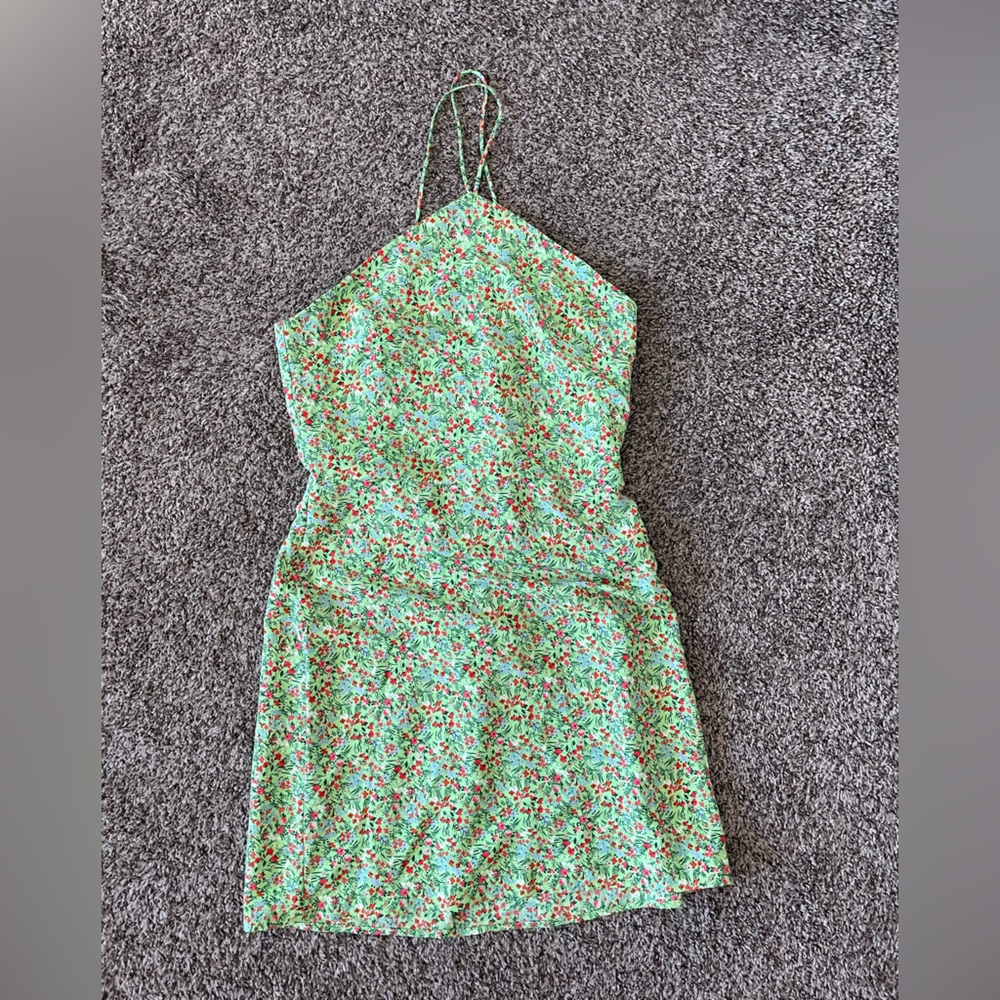 Fashion Union Tall mini dress with high halter neck in ditsy floral